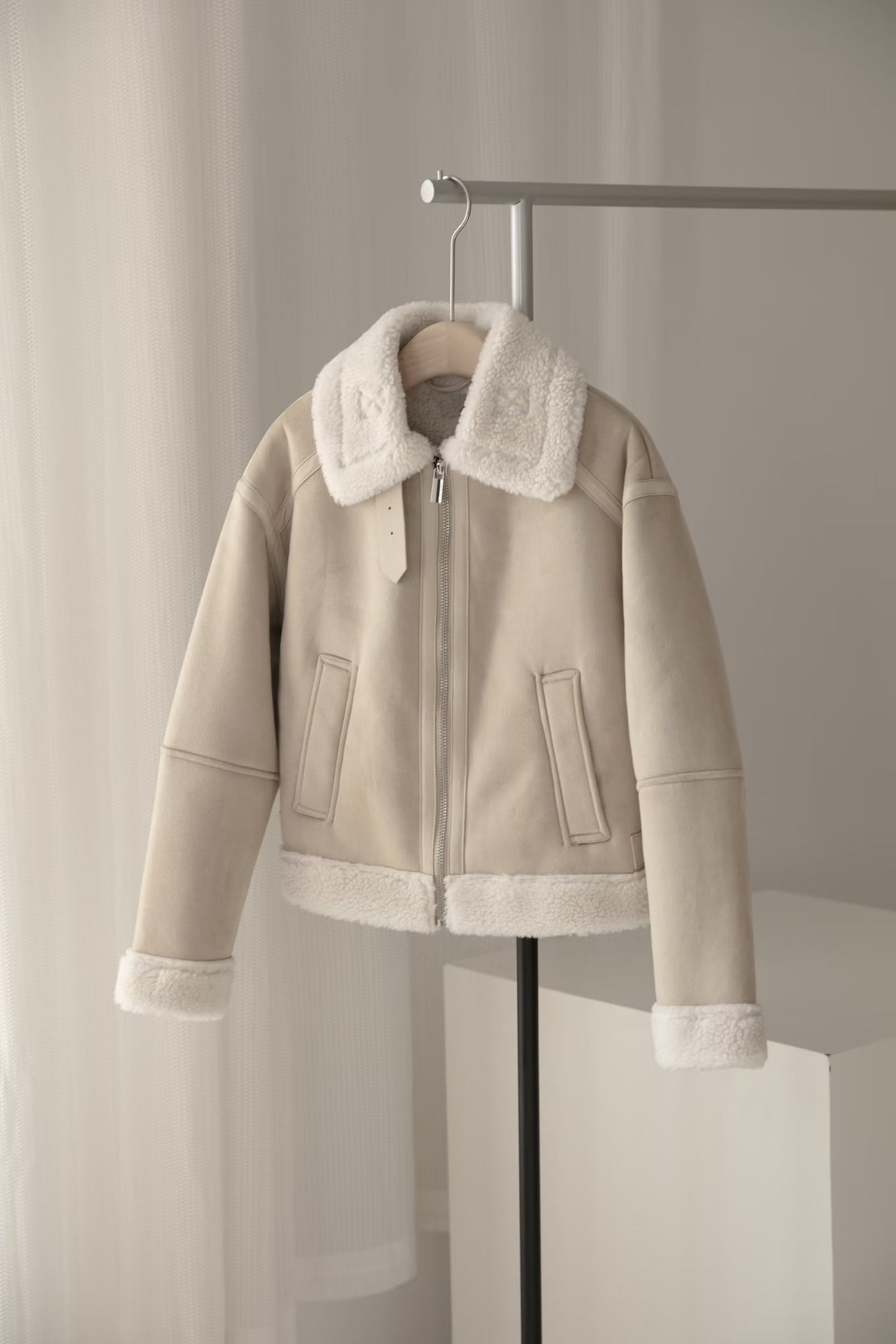 Beige Fleece Jacke