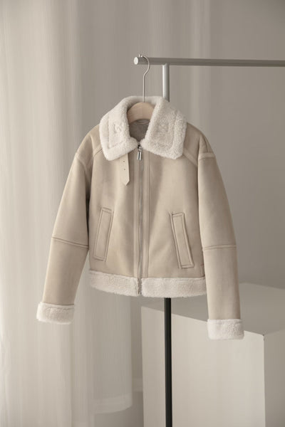 Beige Fleece Jacke